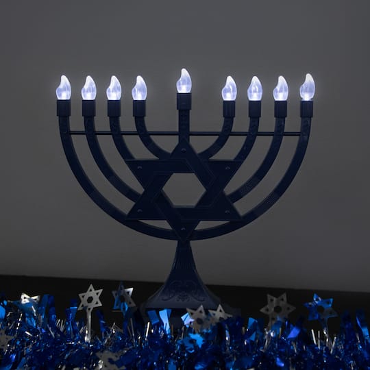 Battery Operated LED Lighted Star of David Hanukkah Menorah - 11.75" - Blue By Northlight | Michaels®